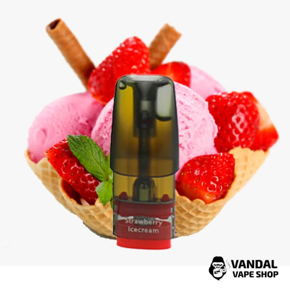 Заправленные картриджи для ELF BAR RF350 и MATE 500 2.0 Мл (1.2 Ом) со вкусом клубничного мороженого