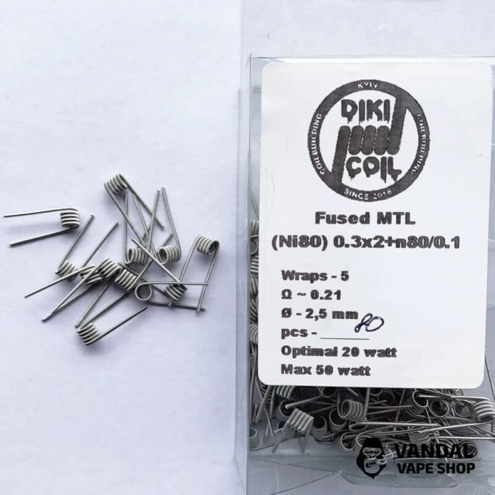 Fused MTL Ohm 0,21 (Ni80) 0.3x2+n80/0.1 WR 5 Ф 2,5 Fused MTL Ohm 0,21 (Ni80) 0.3x2+n80/0.1 WR 5 Ф 2,5