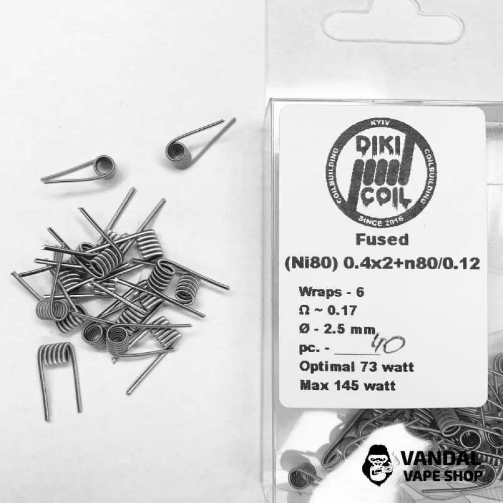 Готовая спираль Fused 0,17 Ohm (Ni80) 0.4x2+n80/0.12