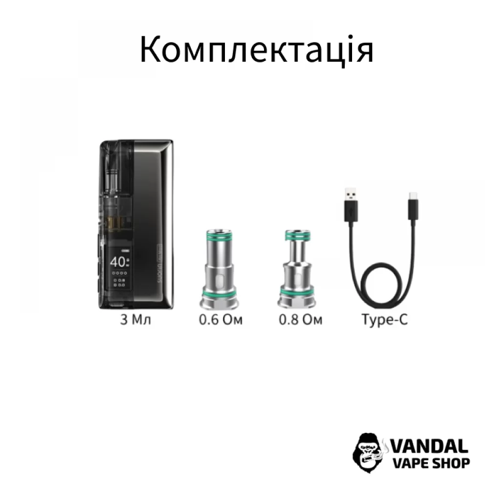 Оригинальная Pod-система Suorin Air Mod 40W Pod Kit на 1500mAh в черном цвете