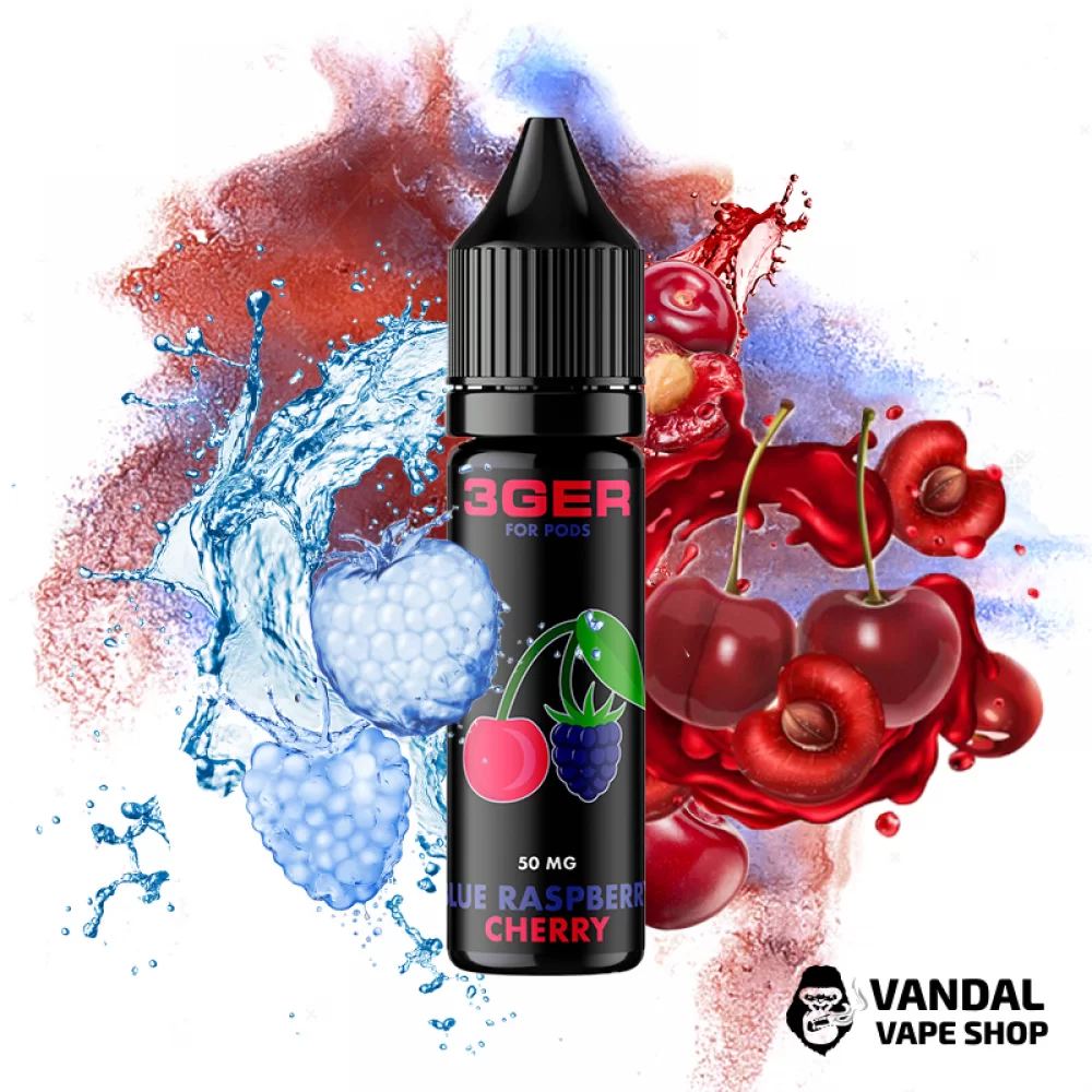 ЖИДКОСТЬ 3Ger Salt - Blue Raspberry Cherry 15 мл 50 мг НА СОЛЕВОМ НИКОТИНЕ СО ВКУСОМ голубой малины и вишни