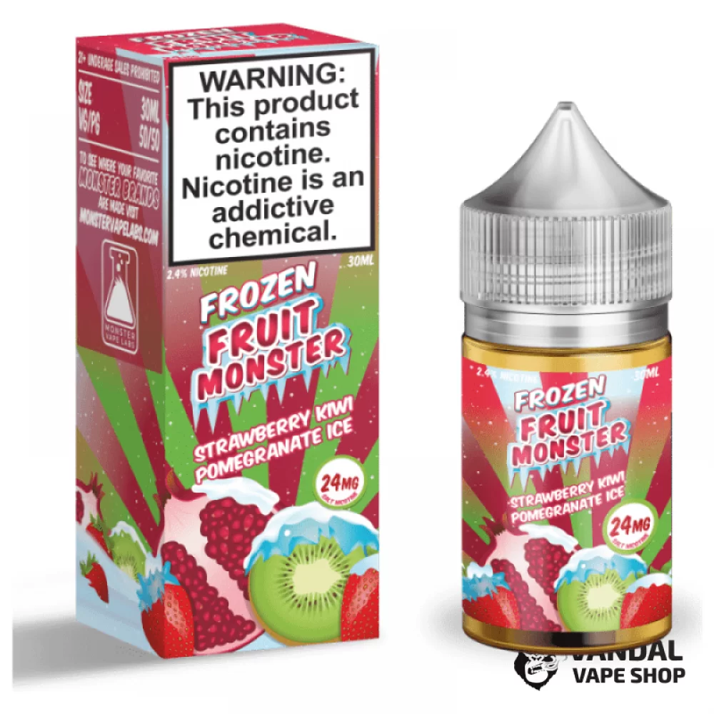 Премиальная солевая жидкость Frozen Fruit Monster Salt 30 мл со вкусом клубники, киви и граната с холодком Премиальная солевая жидкость Frozen Fruit Monster Salt 30 мл со вкусом клубники, киви и граната с холодком