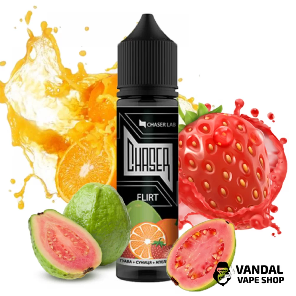 Жидкость Chaser Black Tripple Razz - 60 мл, 3 мг, на органическом никотине, со вкусом гуавы, земляники и апельсина