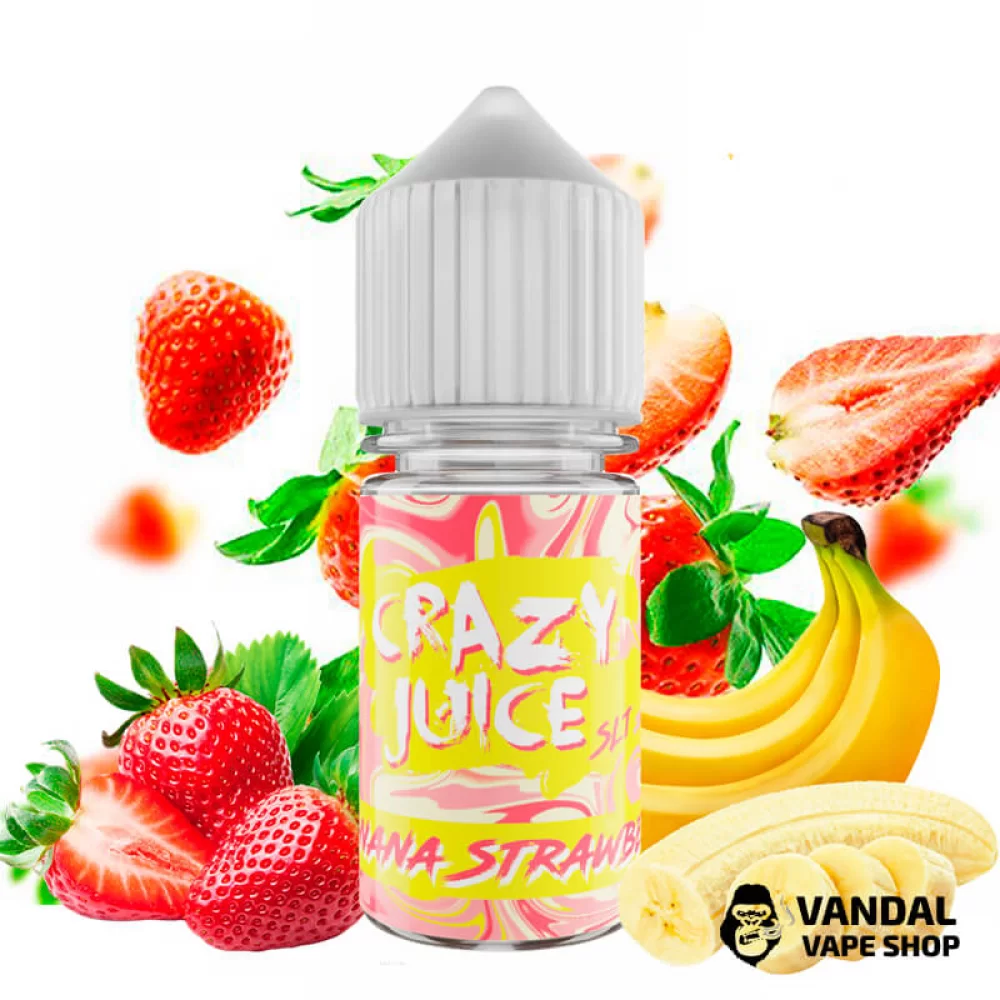 Рідина Crazy Juice Salt 30 мл НА СОЛьовому нікотині 50 мг зі смаком банану з полуницею