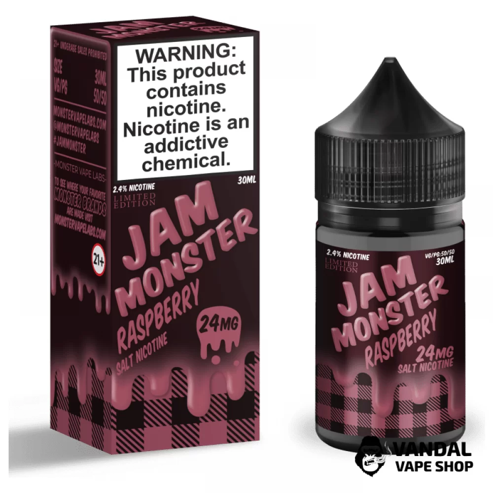 Премиальная солевая жидкость Jam Monster Salt 30 мл, 48 мг со вкусом малинового джема
