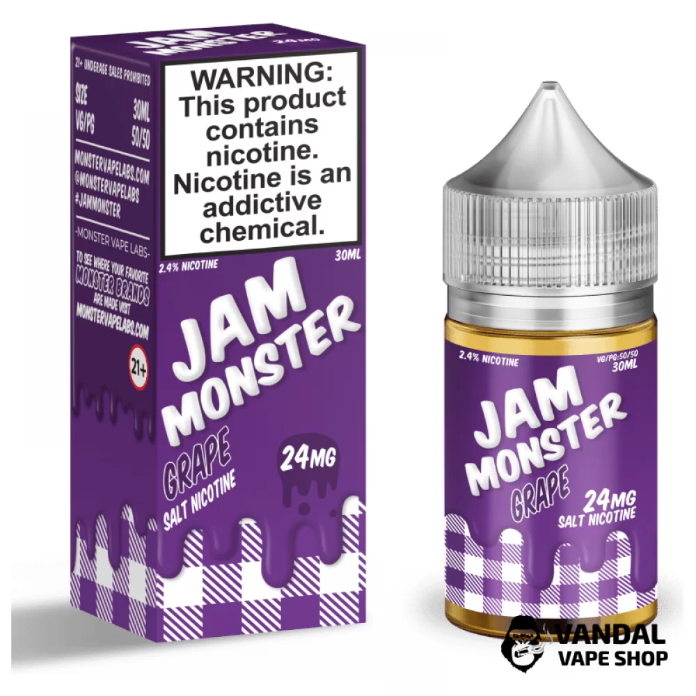 Премиальная солевая жидкость Jam Monster Salt 30 мл, 48 мг со вкусом виноградного джема
