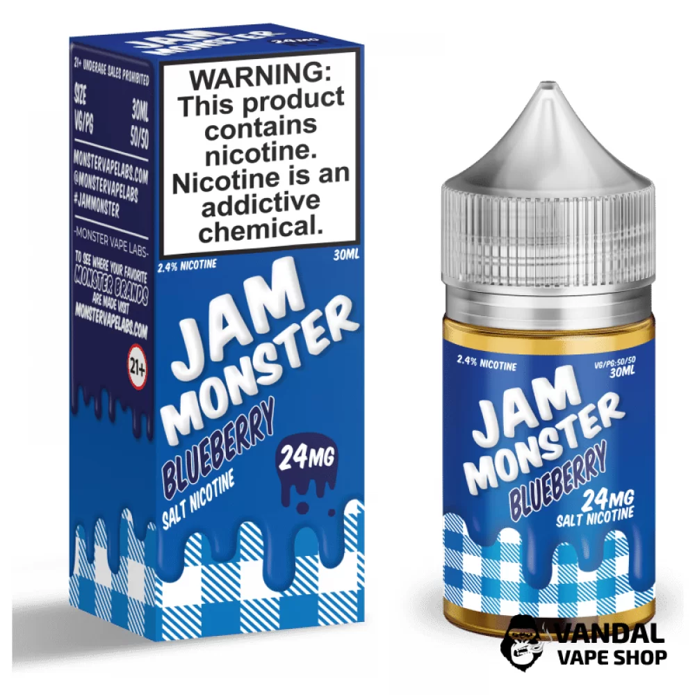 Премиальная солевая жидкость Jam Monster Salt 30 мл, 24 мг со вкусом черничного джема