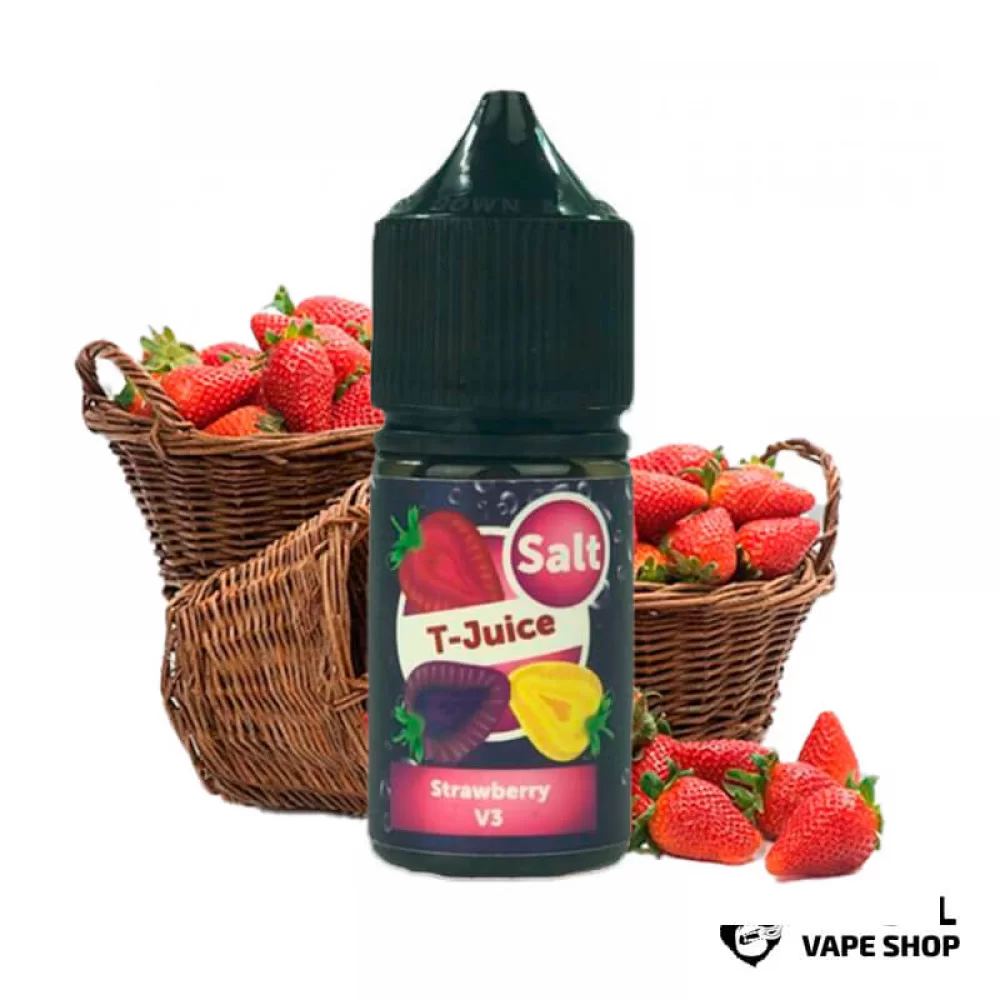 ЖИДКОСТЬ T-Juice Salt 30 мл 50 мг НА СОЛЕВОМ НИКОТИНЕ со вкусом трех сортов клубники