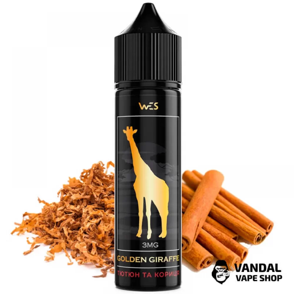 Жидкость WES Golden Giraffe 60 мл НА ОРГАНИЧЕСКОМ НИКОТИНЕ 9 мг со вкусом табака с корицей Жидкость WES Golden Giraffe 60 мл НА ОРГАНИЧЕСКОМ НИКОТИНЕ 9 мг со вкусом табака с корицей