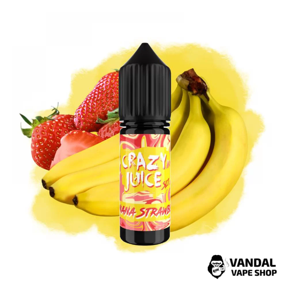 Рідина Crazy Juice Salt 15 мл на сольовому нікотині 30 мг зі смаком банана і полуниці