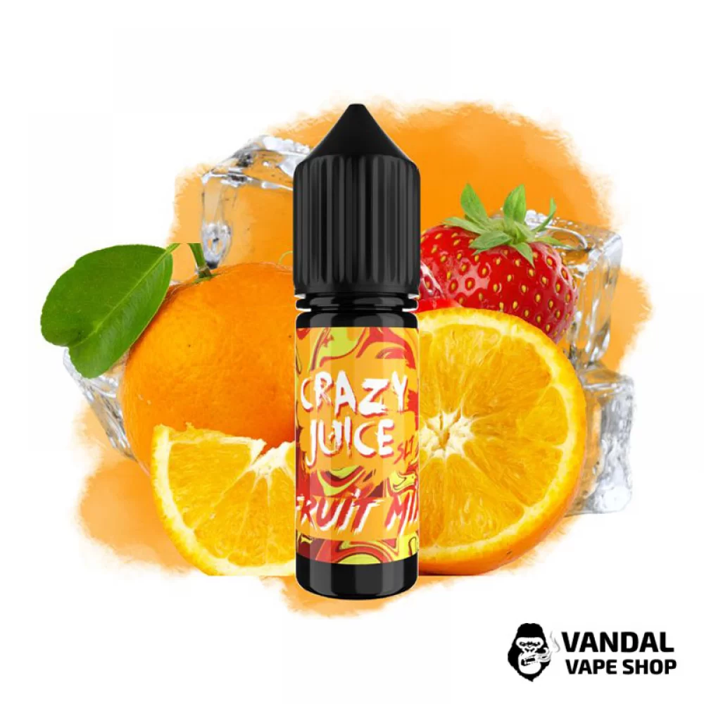 Рідина Crazy Juice Salt 15 мл на сольовому нікотині 30 мг зі смаком апельсина і полуниці