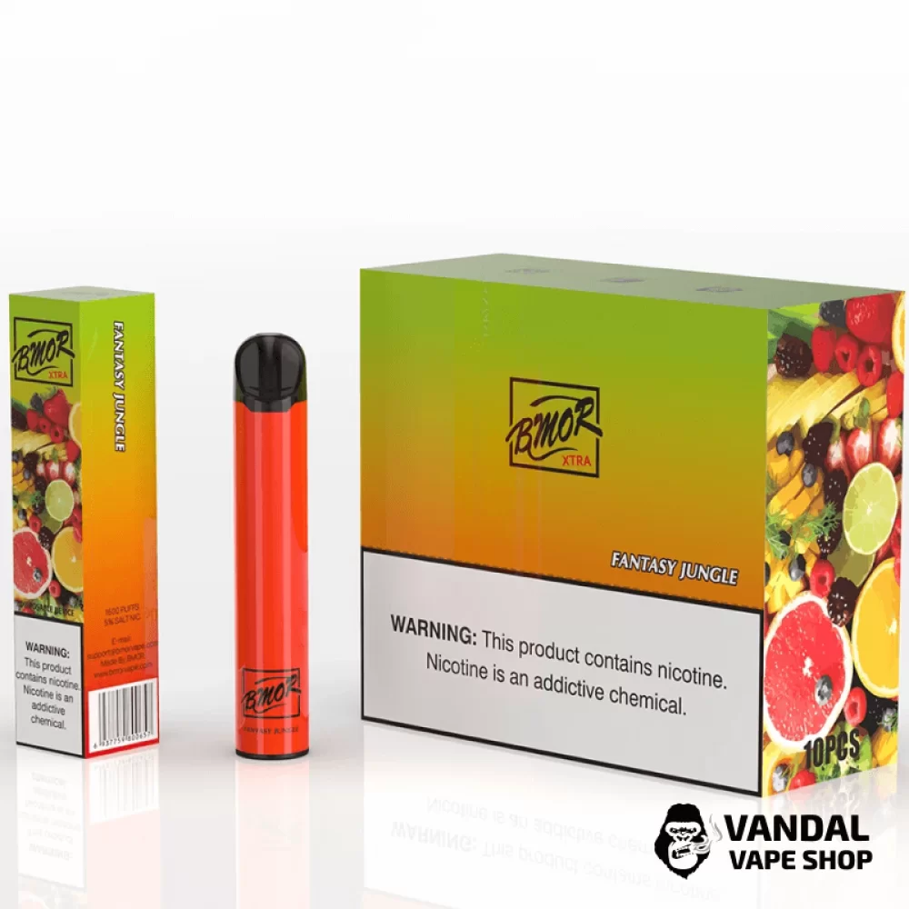 Одноразова Pod-система Pod BMOR XTRA Disposable Pod Kit на 1600 затяжок зі смаком полуниці, банану, вишні і винограду