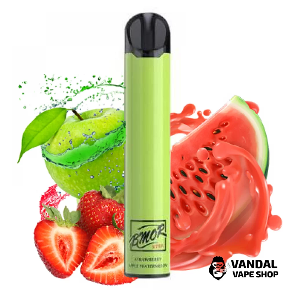 Одноразова Pod-система Pod BMOR XTRA Disposable Pod Kit на 1600 затяжок зі смаком полуниці, яблука і кавуна