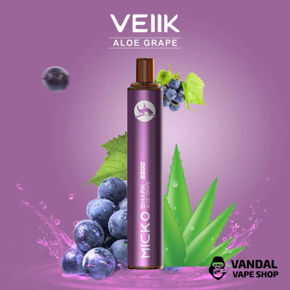 Одноразовая Pod-система VEIIK Micko Shark с крепостью никотина 5% со вкусом алоэ с виноградом Одноразовая Pod-система VEIIK Micko Shark с крепостью никотина 5% со вкусом алоэ с виноградом