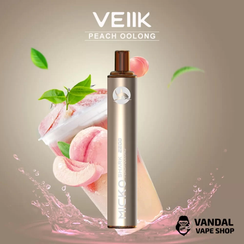 Одноразовая Pod-система VEIIK Micko Shark с крепостью никотина 5% со вкусом чая "Улун" с персиком Одноразовая Pod-система VEIIK Micko Shark с крепостью никотина 5% со вкусом чая "Улун" с персиком