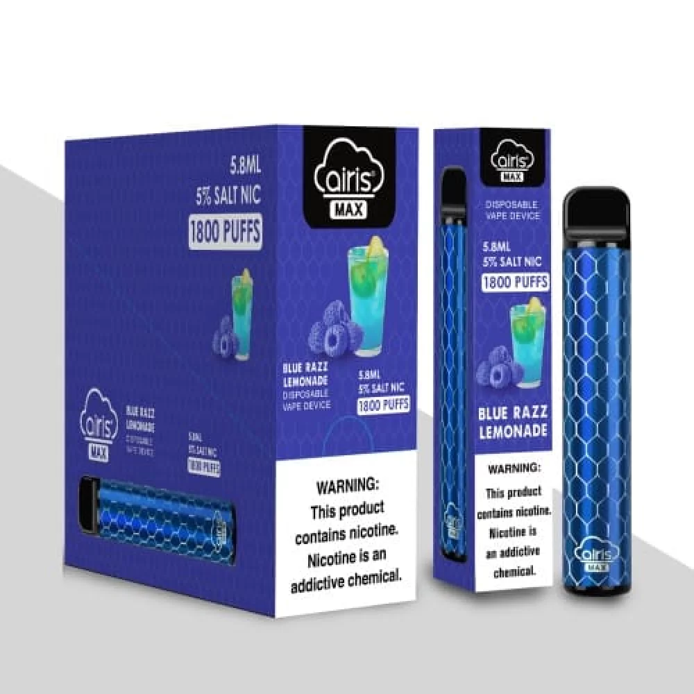 Одноразовая Pod система Airis Max Disposable Device 950mAh на 1800 затяжек со вкусом Лимонада из голубой малины Одноразовая Pod система Airis Max Disposable Device 950mAh на 1800 затяжек со вкусом Лимонада из голубой малины