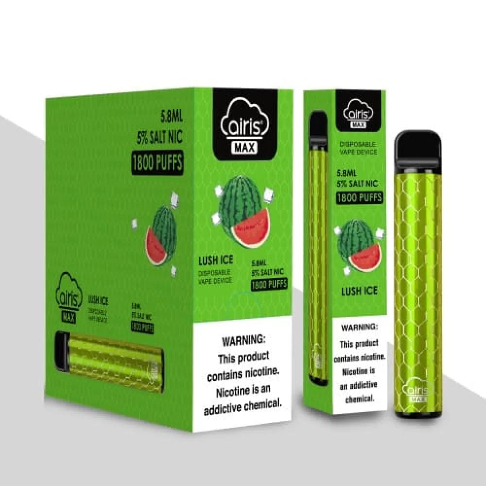 Одноразовая Pod система Airis Max Disposable Device 950mAh на 1800 затяжек со вкусом арбуза с холодком Одноразовая Pod система Airis Max Disposable Device 950mAh на 1800 затяжек со вкусом арбуза с холодком