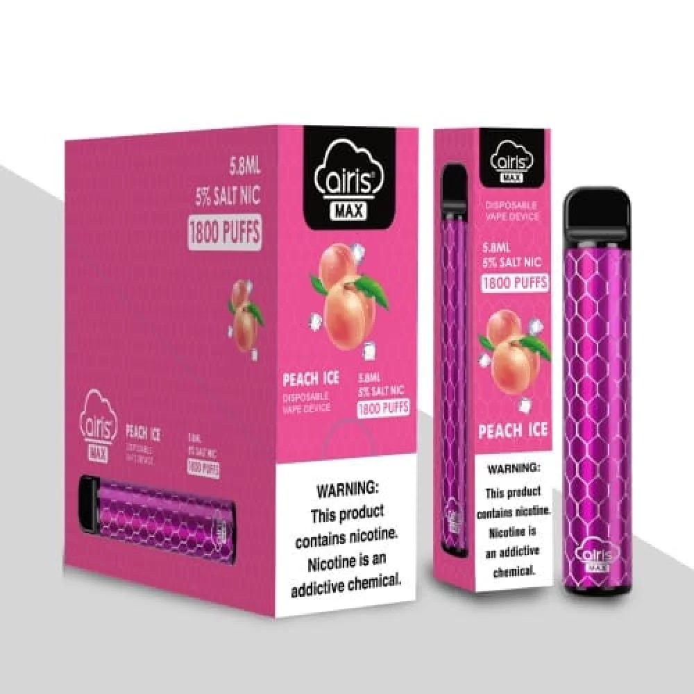 Одноразовая Pod система Airis Max Disposable Device 950mAh на 1800 затяжек со вкусом Персика с холодком Одноразовая Pod система Airis Max Disposable Device 950mAh на 1800 затяжек со вкусом Персика с холодком