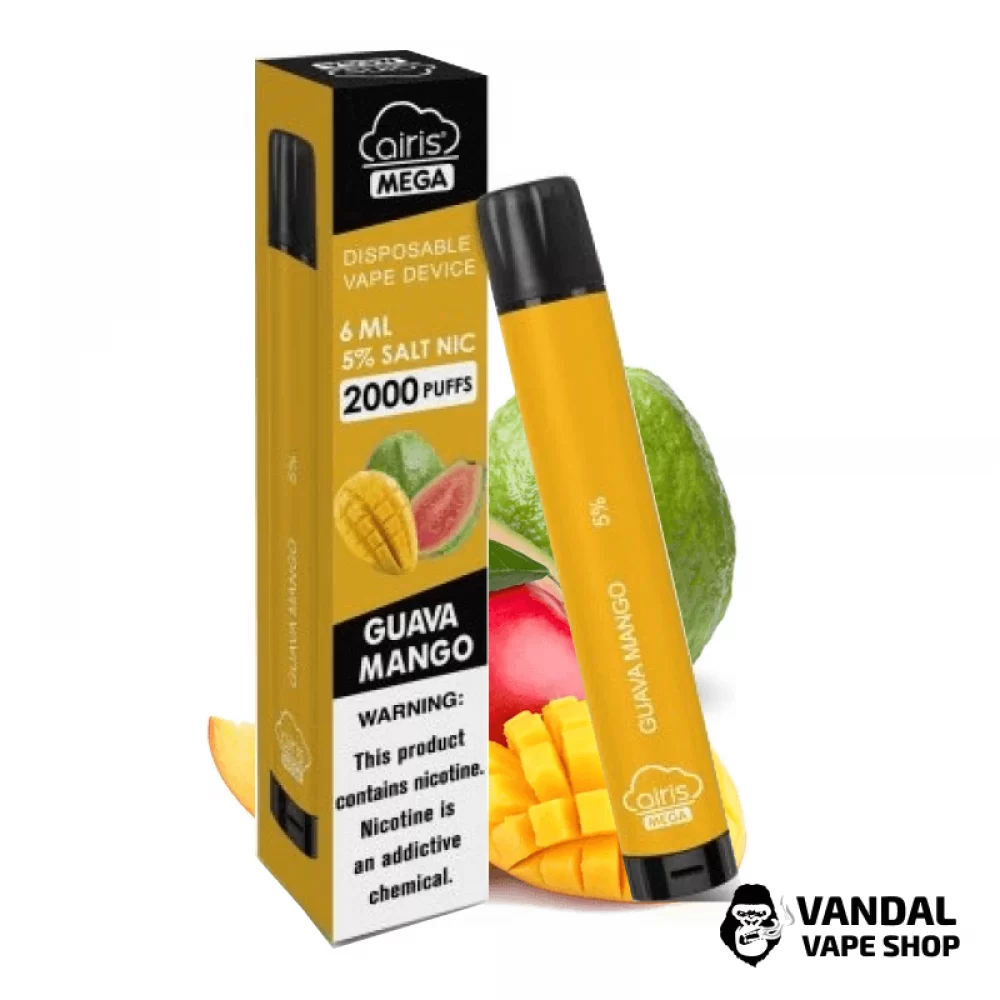 Одноразка Airis Mega 2000 Disposable Vape Guava Mango 5% со вкусом гуава манго Одноразка Airis Mega 2000 Disposable Vape Guava Mango 5% со вкусом гуава манго