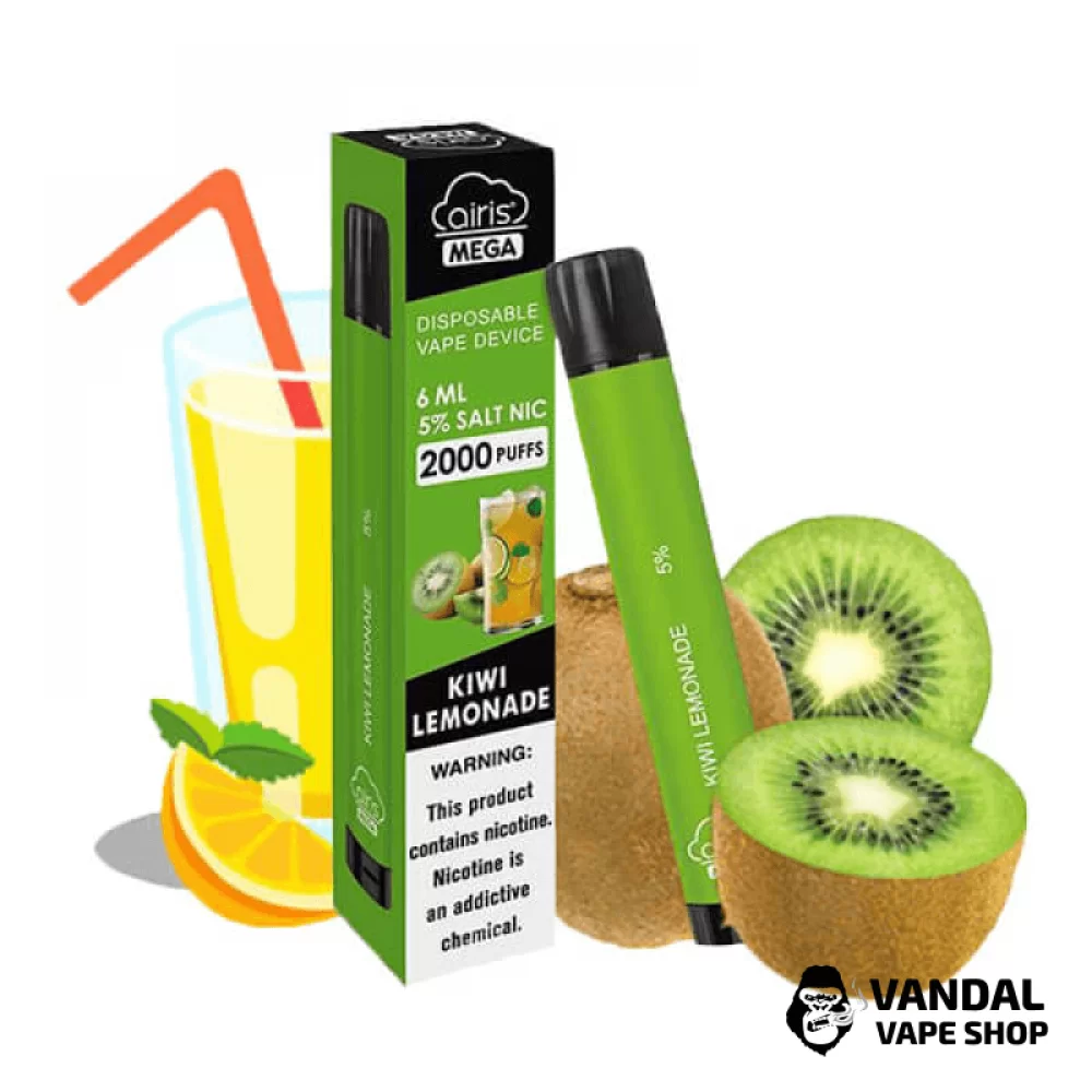 Одноразка Airis Mega 2000 Disposable Vape Kiwi Lemonade 5% со вкусом лимонада с киви Одноразка Airis Mega 2000 Disposable Vape Kiwi Lemonade 5% со вкусом лимонада с киви