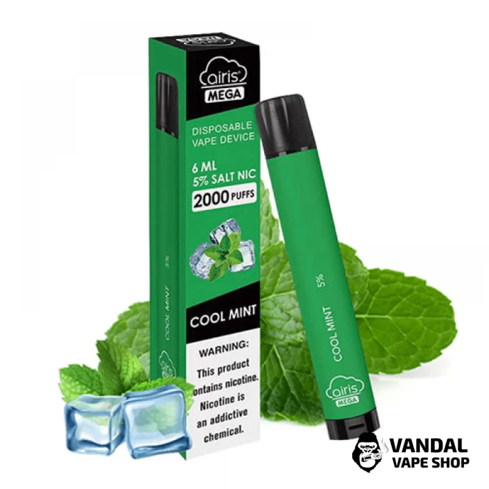 Одноразка Airis Mega 2000 Disposable Vape Strawberry Banana 5% со вкусом мяты