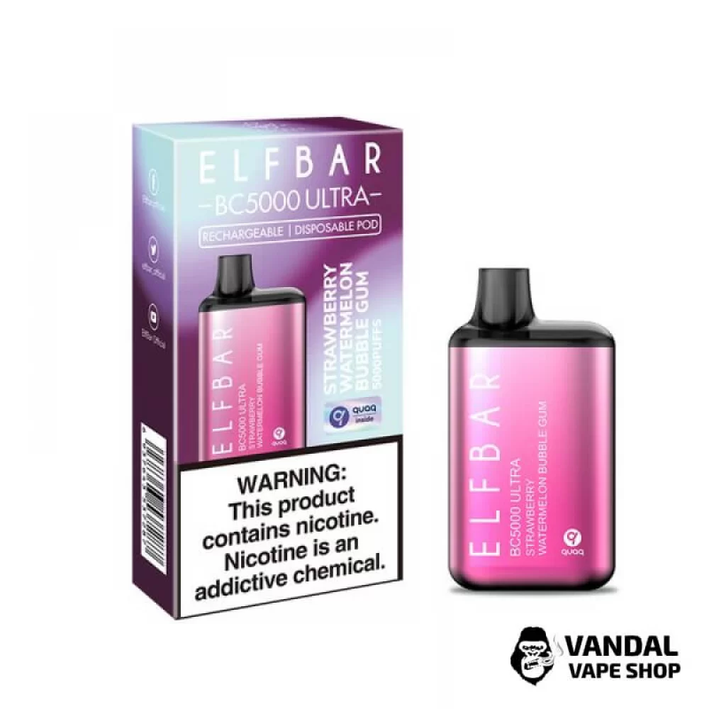 Одноразовый Elf Bar BC5000 Ultra 650 мАч 5% на 5000 затяжек со вкусом жвачки с клубникой и арбуза