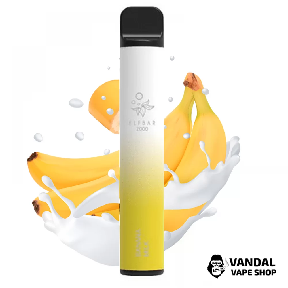 Одноразовий Pod Elf Bar 2000 Disposable 1200 mAh 5% на 2000 затяжок зі смаком банану і молока