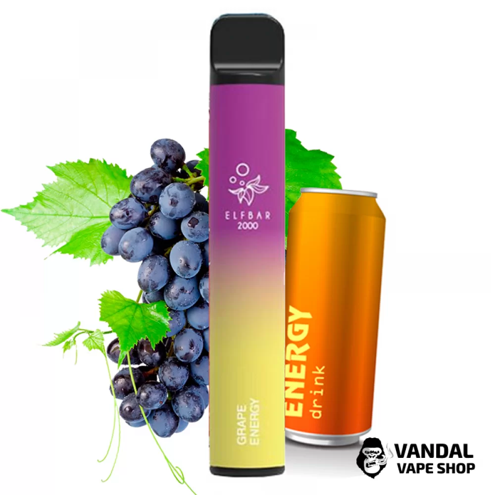 Одноразовый Pod Elf Bar 2000 Disposable 1200 mAh 5% на 2000 затяжек со вкусом энергетика с виноградом