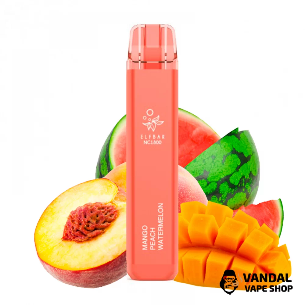 Одноразовий Pod Elf Bar NC1800 Disposable Device 950mAh 5% на 1800 затяжок зі смаком манго, персика і кавуна