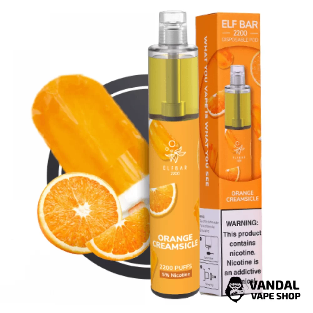 Одноразовая Pod система Elf Bar 2200 Disposable Pod 1250mAh - Orange Creamsicle со вкусом мороженого с апельсином