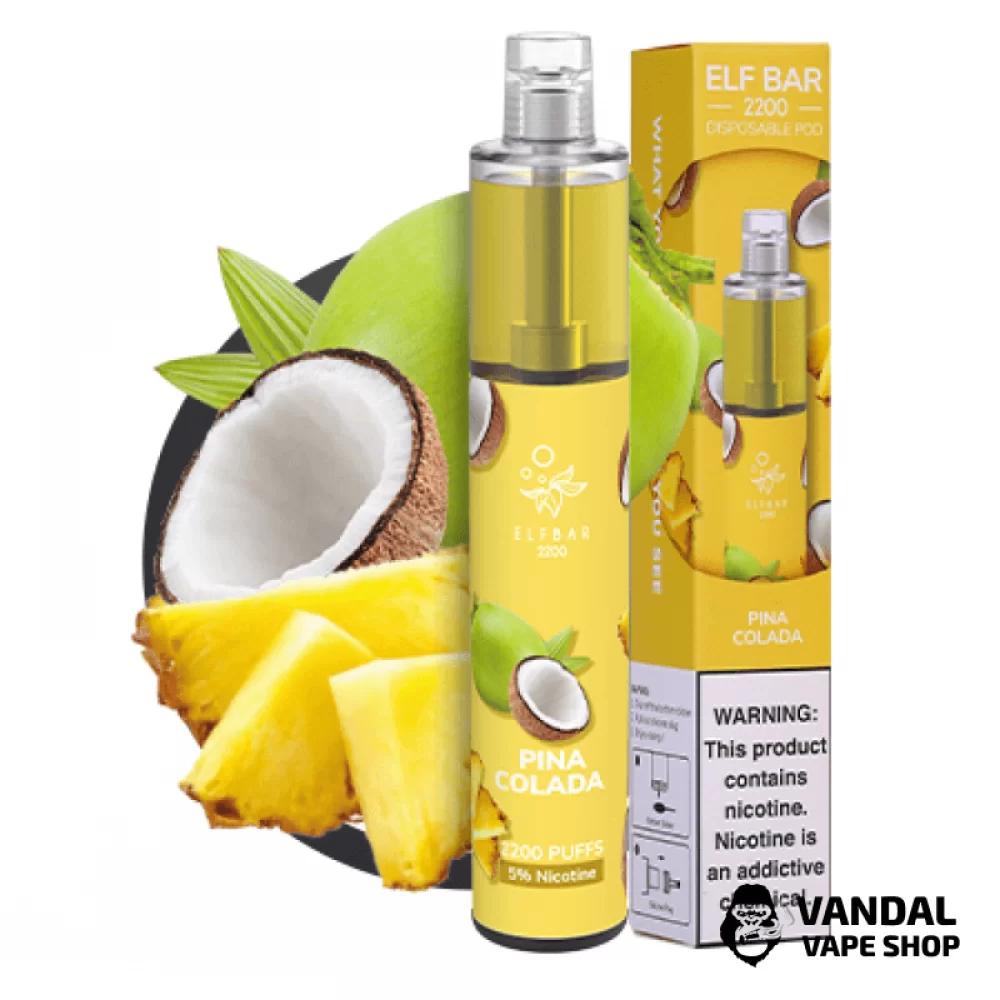 Одноразовая Pod система Elf Bar 2200 Disposable Pod 1250mAh - Pina Colada со вкусом коктейля с ананаса и кокоса Одноразовая Pod система Elf Bar 2200 Disposable Pod 1250mAh - Pina Colada со вкусом коктейля с ананаса и кокоса