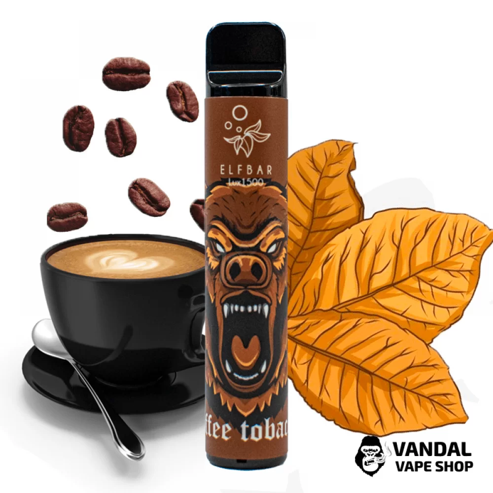 Одноразовый Pod Elf Bar Lux 1500 Disposable Device 850mAh 50 мг на 1500 затяжек со вкусом кофе и табака