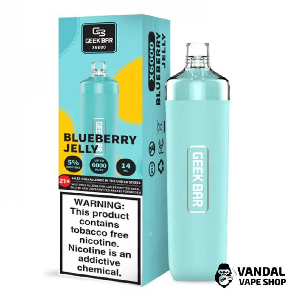 Одноразовый Pod Geek Bar X6000 630 мАч 5% на 6000 затяжек со вкусом тостов с черничным джемом