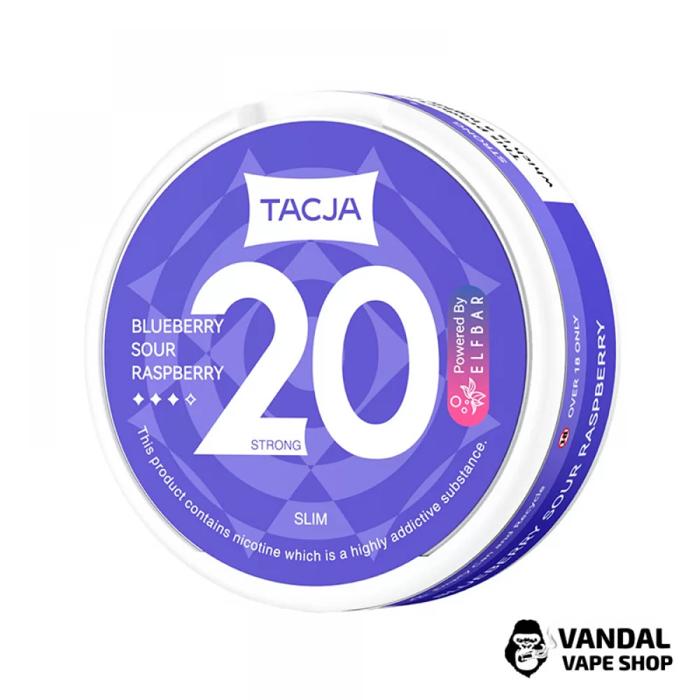 Никотиновые подушечки Tacja (20 шт) крепостью 20 мг/г со вкусом черники и кислой малины