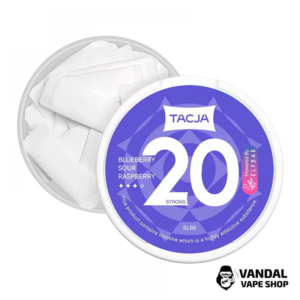 Никотиновые подушечки Tacja (20 шт) крепостью 20 мг/г со вкусом черники и кислой малины
