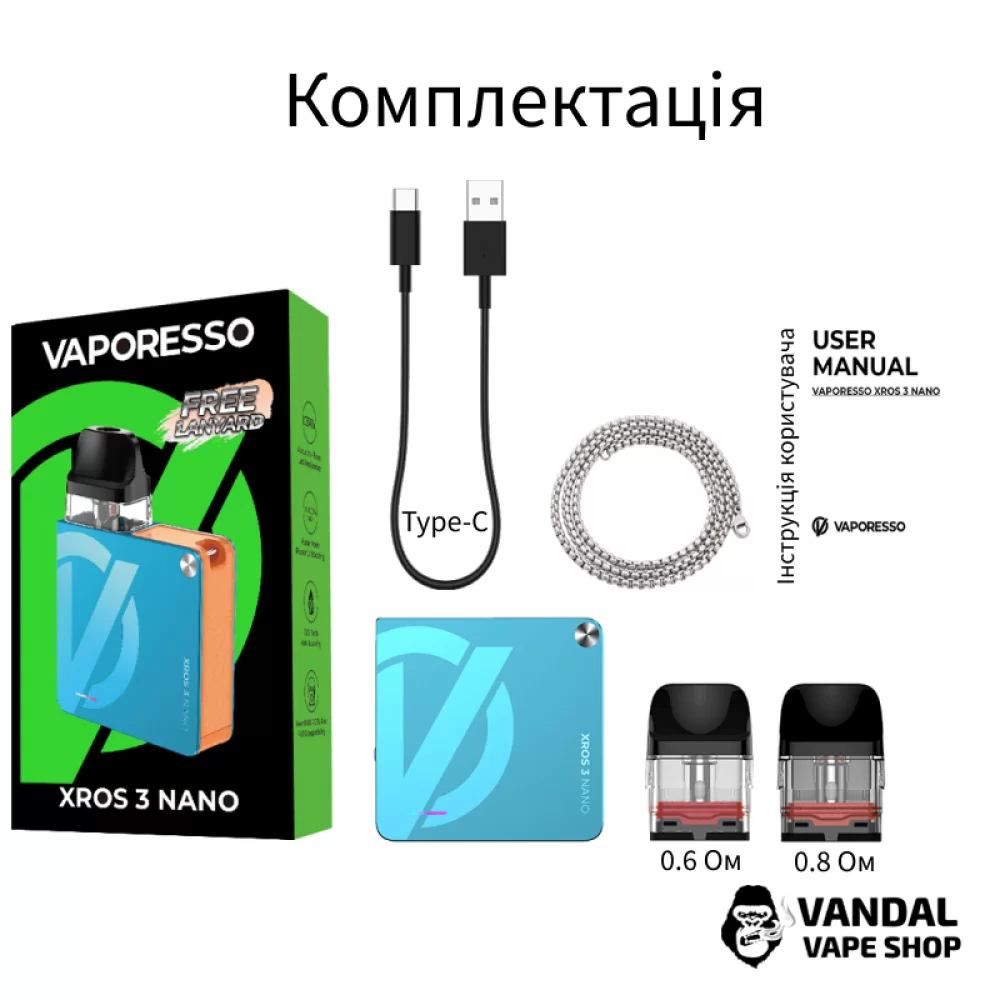 Оригинальный стартовый набор Vaporesso XROS 3 Nano Kit в черном цвете Оригинальный стартовый набор Vaporesso XROS 3 Nano Kit в черном цвете