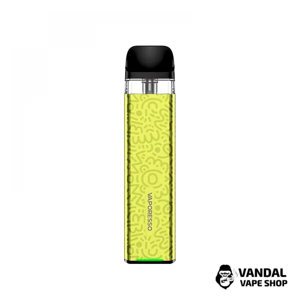 Pod-система Vaporesso XROS 3 Mini Pod Kit (Original) у лимонно-жовтому кольорі з візерунками