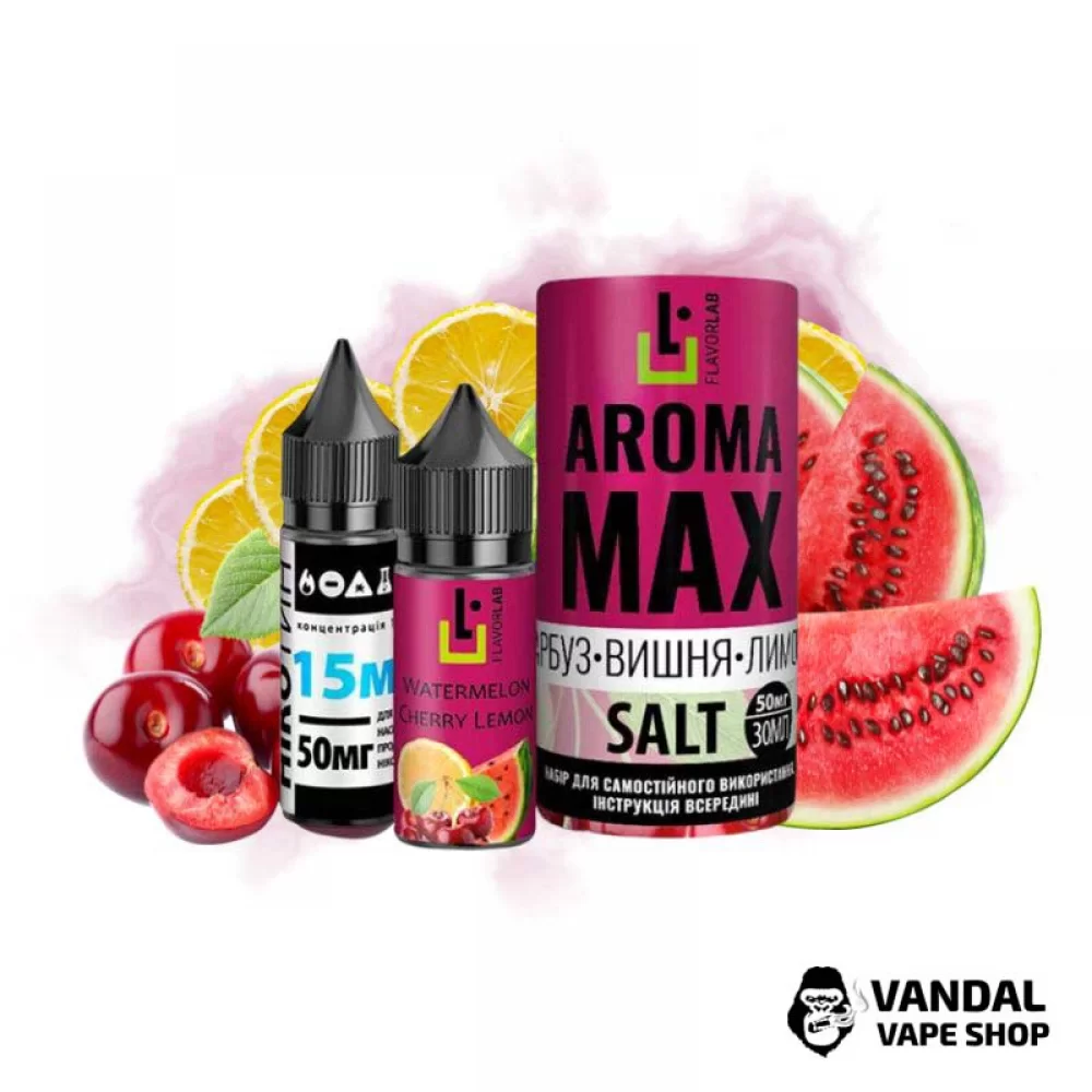 Набор для самозамеса Aroma MAX Salt 30 мл 50 мг со вкусом кавун, вишня и лимон