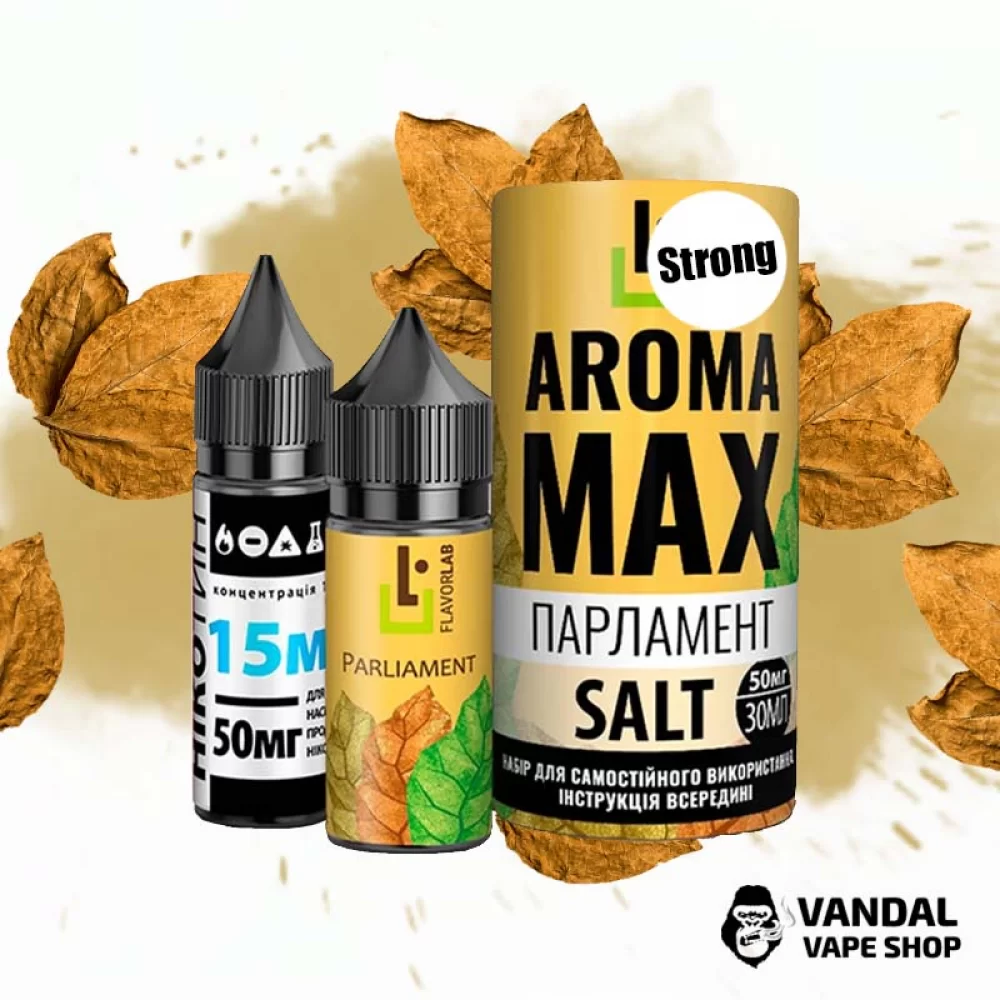 Набор для самозамеса Aroma MAX Salt Strong 30 мл 50 мг со вкусом табака Набор для самозамеса Aroma MAX Salt Strong 30 мл 50 мг со вкусом табака