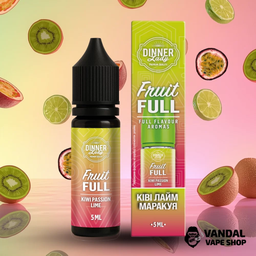 Набор для самозамеса Dinner Lady Fruit Full 15 мл 50 мг со вкусом киви, маракуи и лайма Набор для самозамеса Dinner Lady Fruit Full 15 мл 50 мг со вкусом киви, маракуи и лайма