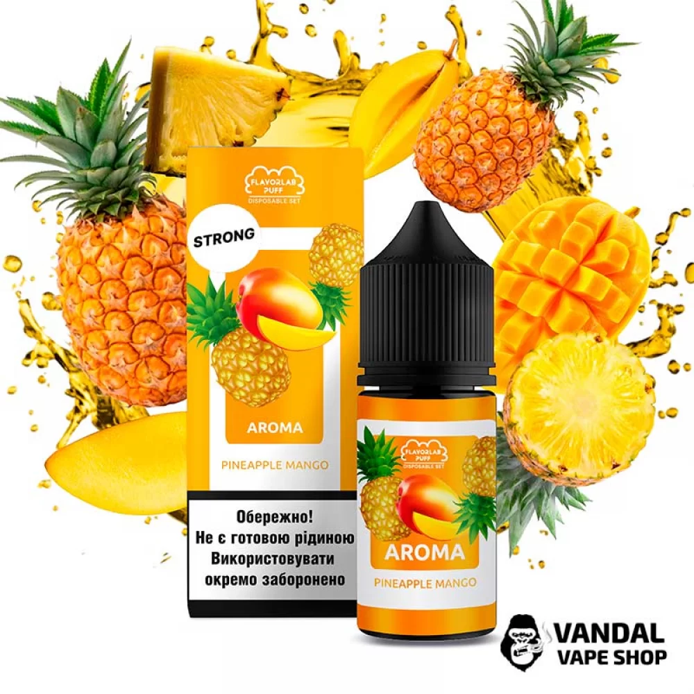 Набор для самозамеса Flavorlab Disposable Puff Strong 30 мл 50 мг со вкусом манго и ананаса Набор для самозамеса Flavorlab Disposable Puff Strong 30 мл 50 мг со вкусом манго и ананаса