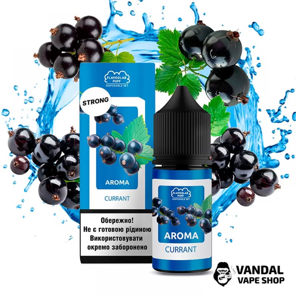 Набір для самозамісу Flavorlab Disposable Puff Strong 30 мл 50 мг зі смаком смородини Набір для самозамісу Flavorlab Disposable Puff Strong 30 мл 50 мг зі смаком смородини