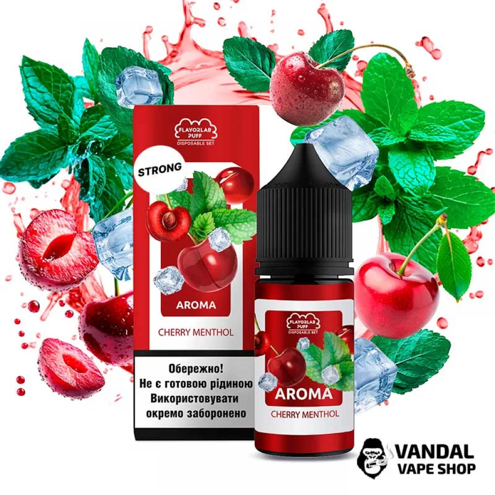 Набір для самозамісу Flavorlab Disposable Puff Strong 30 мл 50 мг зі смаком вишні та ментолу Набір для самозамісу Flavorlab Disposable Puff Strong 30 мл 50 мг зі смаком вишні та ментолу
