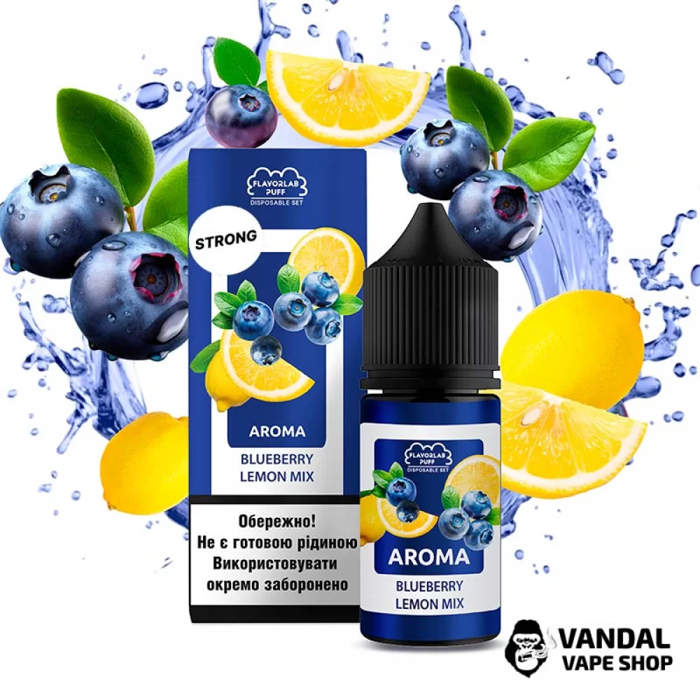 Набор для самозамеса Flavorlab Disposable Puff Strong 30 мл 50 мг со вкусом черники с лимоном Набор для самозамеса Flavorlab Disposable Puff Strong 30 мл 50 мг со вкусом черники с лимоном