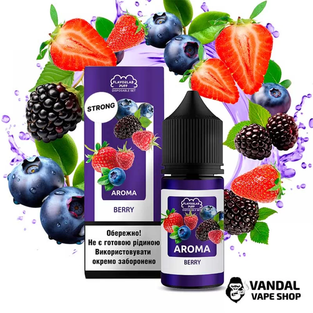 Набор для самозамеса Flavorlab Disposable Puff Strong 30 мл 50 мг со вкусом ягод Набор для самозамеса Flavorlab Disposable Puff Strong 30 мл 50 мг со вкусом ягод