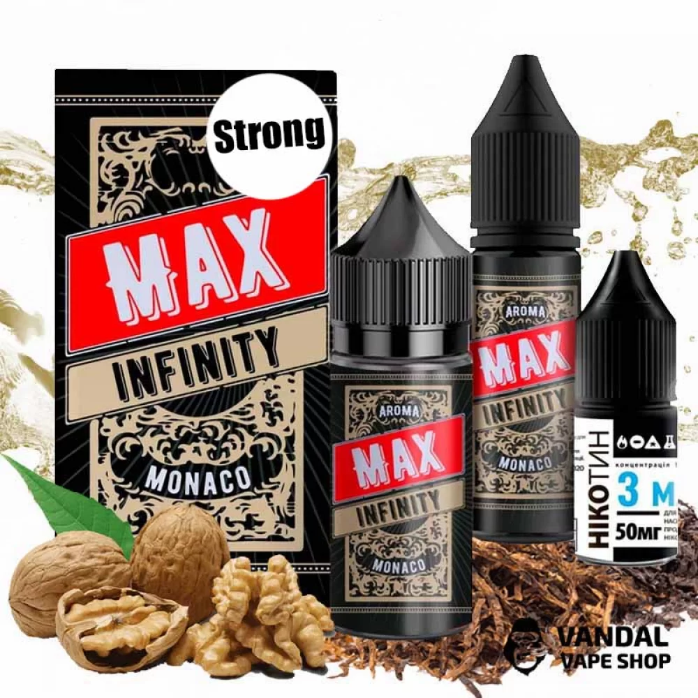 Набор для самозамеса Infinity MAX Strong 30 мл 50 мг со вкусом табака с орехом Набор для самозамеса Infinity MAX Strong 30 мл 50 мг со вкусом табака с орехом
