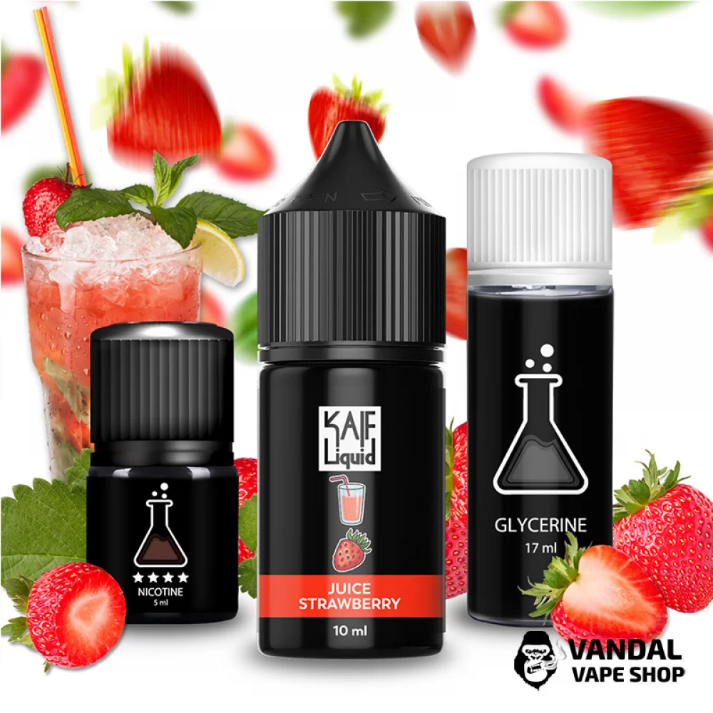 Набор для самозамеса Kaif Liquid 30 мл 65 мг со вкусом клубничного сока Набор для самозамеса Kaif Liquid 30 мл 65 мг со вкусом клубничного сока