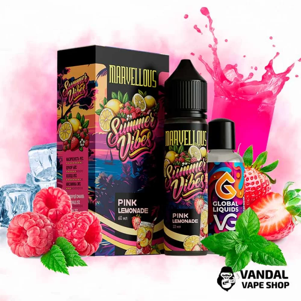 Органический набор Marvellous Summer Vibes 60 мл 3 мг - Pink Lemonade со вкусом сладких ягод и освежающего лимонада Органический набор Marvellous Summer Vibes 60 мл 3 мг - Pink Lemonade со вкусом сладких ягод и освежающего лимонада