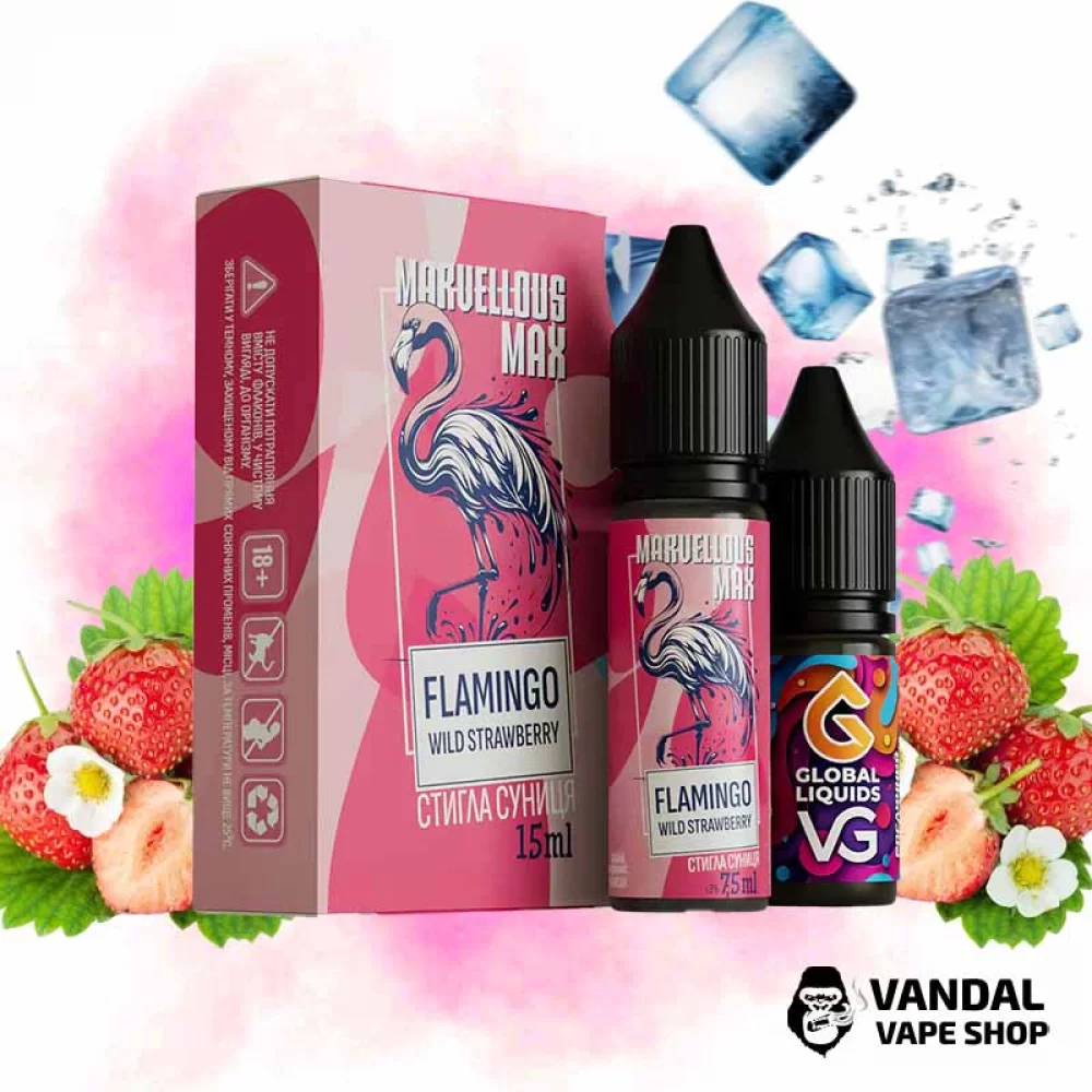 Набор  Marvellous Max 15 мл 65 мг - Flamingo Wild Strawberry со вкусом земляники с холодком