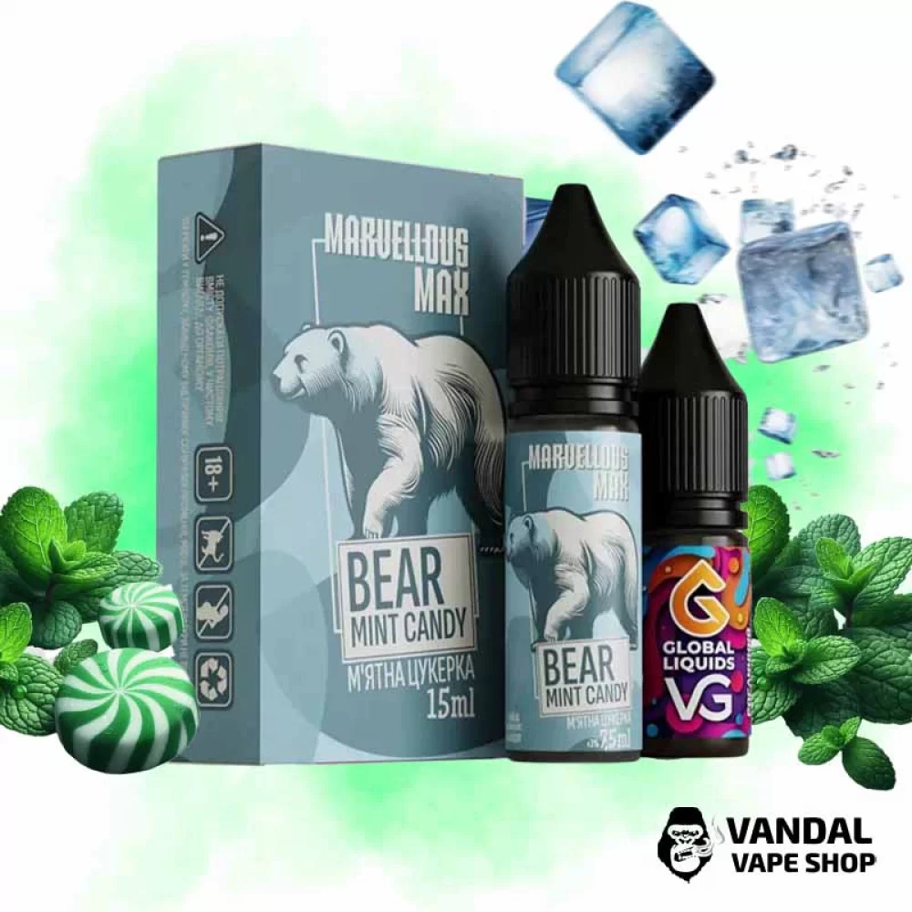 Набір Marvellous Max 15 мл 65 мг - Bear Mint Candy зі смаком м'ятної цукерки Набір Marvellous Max 15 мл 65 мг - Bear Mint Candy зі смаком м'ятної цукерки